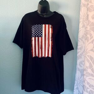 Lane Seven Black with American Flag Graphic T-shirt Size XL